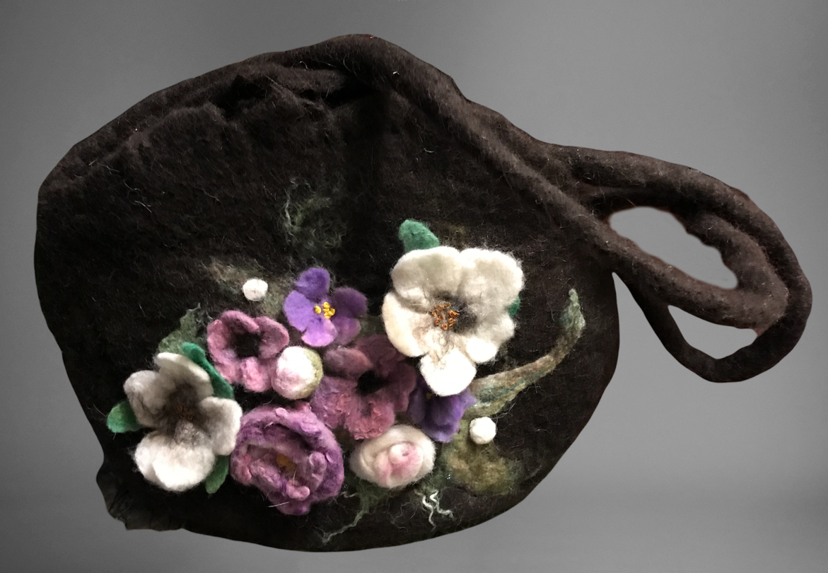 Felt Suri Alpaca Bag with Flowers by CeeBeers